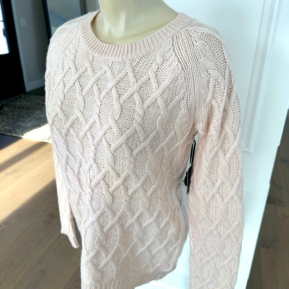 TAHARI Wool and Cashmere Sweater, Blush, Size S, NWT